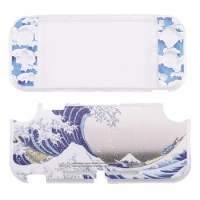 For Nintendo Switch Lite Protective Shell, Full Cover Upper And Lower Cover Painted Shell SX-117 Ukiyo-E Sea Waves