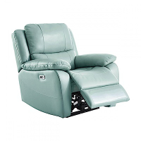 hoi! 林氏木業頭層牛皮電動附USB乳膠獨立筒單人躺椅沙發 LS170-薄荷藍 (H014307947)