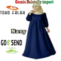 GAMIS BALOTELLY IMPORT WARNA NAVY Polos Navy Fit Karet Maxi Muslim