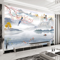 電視背景墻壁紙3d山水立體客廳現代簡約5d大氣壁畫8d影視墻紙墻布