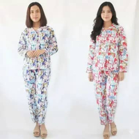 Aily GRA11 Motif Duffy Katun Jepang Setelan Baju Tidur Wanita L Merah