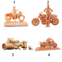 1/64 Figure Motorcycle Beauty And Cat 1/24 1/72 Miniature Resin 3D Printing Model Unpainted Self Painting Garage Kit WY-081