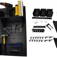 Wall Control Pegboard Organizer Metal Standard Tool Storage Kit Accessories, 4', Black