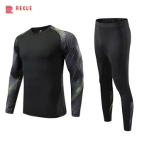 Men Child Gym Suit Long Sleeve Compression tshirt Leggings Rashguard Bodybuilding Clothing 2Pcs/Set Elastic Thermal Underwear