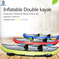 Inflatable Double Kayak 330cm PVC Canoe Fishing Boat Dinghy For Water Sports Professional Surfing Rafting Touring Kayaking