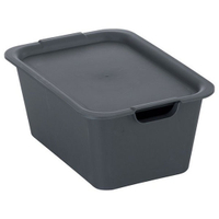 小禮堂 山田化學 日製 方形拿蓋收納箱 塑膠收納箱 玩具箱 可堆疊 (黑) 4965534-132077