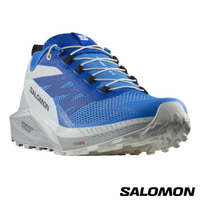 官方直營 Salomon 男 SENSE RIDE 5 登山鞋 野跑鞋 伊比薩藍/黃金石藍/白