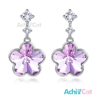 AchiCat 925純銀耳環 絢麗系列 甜美花兒 施華洛世奇元素 純銀耳環 紫水晶 GS8141
