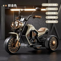 全城熱賣 - 德國暢銷兒童電動摩托車玩具寶寶一二三週歲半小女孩男童六一生日禮物升級款）棕金色+雙驅動+升級版大電瓶+藍牙早教+防滑輪+頭盔