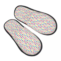 Rainbow Paw Print Pattern Cute Guest Slippers for Hotel Women Custom Print Pretty Pet House Slipper