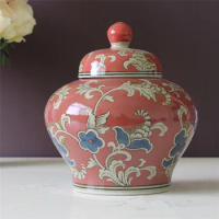 Vase Chinese ceramic ginger jar Antique Porcelain red chinese temple jar ceramic jar