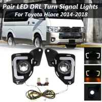 Pair Left &amp;Right Car LED DRL Daytime Running Lights Fog Lamps with H11 Bulbs 6000K~6700K For Toyota Hiace 2014-2018 2015 2016