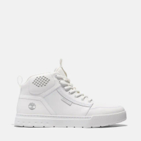 【Timberland 官方旗艦】男款白色皮革中筒休閒鞋(A66K5EM2)