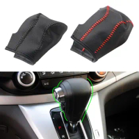 Leather Car Gear Collars Protector for Honda CRV CR-V 2007 - 2014 Interior Shift Knob Cover Automatic Accessories