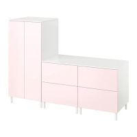 SMÅSTAD/PLATSA 衣櫃/衣櫥, 白色 淺粉紅色/有兩個抽屜, 180x57x133 公分