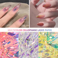 1Box Nail Stickers Fantasy Aurora Color Glass Symphony Paper Laser Mirror Sticker Nail Decorations Come in Various Colors