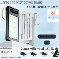 Outdoor Camping Light Power Bank 80000 MAh Comes with Removable Fast Charging Mobile Phone Holder Portable External Battery Pack