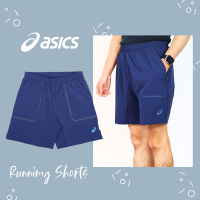 Asics 短褲 Cooling 7 Run 藍 男款 涼感 口袋 反光 透氣 彈性 無縫 開衩 跑步 2011C736400