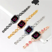 Women Luxury Band for Apple Watch Bands 40mm 38mm 44mm 42mm Bling Wristband Sleek Metal Case for iWatch SE 6/5/4/3/2/1 Strap