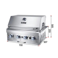 4-burner embedded stainless steel gas barbecue stove