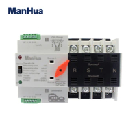 ManHua 4P Dual Power Switches 110V/220V Mini ATS Automatic Transfer Switch 32A High Sensitive Response Circuit Breaker