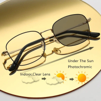 Anti Sinaran, Photochromic, Bentuk Persegi, Untuk Wanita dan Lelaki,   Anti Cahaya Biru,   Hitam imp