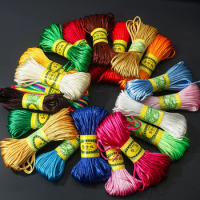 20m 2.5mm Mix Color Nylon Black Rattail Satin Chinese Knotting Silk Macrame Cord Beading Braided String Thread