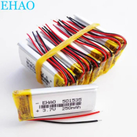 Wholesale 10 PCS EHAO 501535 3.7V 250mAh Battery Lithium Polymer LiPo Rechargeable Battery For Mp3 Headphone Headset Blutooth