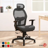 【LOGIS】邏爵-高富帥護腰雙網坐墊全網電腦椅/辦公椅/主管椅/工學椅
