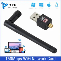 Mini USB 2.0 WiFi Network Card Adapter 150Mbps Wi Fi Adapter PC Wi-Fi Antenna WiFi Dongle 2.4G USB Ethernet WiFi Receiver for PC