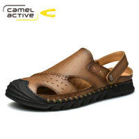 Camel Active 2021 New Brand Leather Summer Soft Male Sandals Shoes For Men Breathable Light Beach Casual Quality Walking Sandals