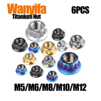 Wanyifa Titanium Nut M5/M6/M8/M10/M12 Bolt Cap Fancy Flange Nut for Motorcycle Accessories 6Pcs