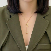 M&Co Jewelry - Kalung Titanium Huruf Wanita Anti Karat Anti Luntur Emas Berlian Perhiasan Inisial A-