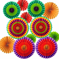Set 12 kipas kertas Fiesta Mexico untuk 5 Mei (Hari Cinco de Mayo), tema kelapa, hiasan pesta hari j