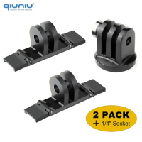 QIUNIU 2pcs Aluminum Alloy Rail Guide for GoPro Fusion Metal Connect Mount Bracket 1/4 Adapter for Fusion Accessories