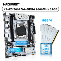 MACHINIST X99 K9 Motherboard Set LGA 2011-3 Kit Xeon E5 2667 V4 CPU Processor 32GB=4pcs*8GB 2666MHz DDR4 Memory RAM NVME M.2 SSD