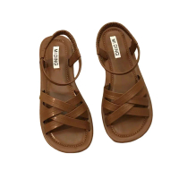 Breathable Sandals for Women Summer Flat 2024 New Soft Girl Student Fairy Vacation Style Roman Beach