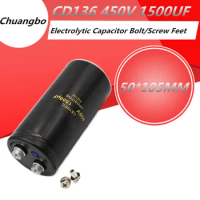 1/PCS 450V1500UF 50*105MM 1500UF 450V Bolt/Screw Foot Audio Filter Electrolytic Capacitor 105℃ CD136