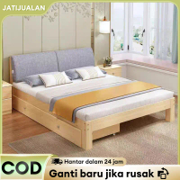 JAT-Wooden Queen Bed Frame with HeadBoard/Katil Kayu/Double Bed Frame/Tilam Kayu/Wood Platform Beds/