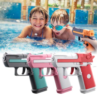New Summer Mini Desert Eagle Water Gun Manual Revolver Small Outdoor Beach Toy Mechanical Continuous Fire Water Gun For Kids