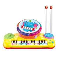 Multi-Functional Drum Toy Set for Kids, with 2 Drumsticks,Piano Toys for Toddler ,Sparkling Lights and Music,Toy Gift for Childr