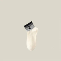 DNEO KK527 Kaos Kaki Wanita Ankle Mata Kaki Anti Bau Trendy Gradient Letter R Gaya Jepang Japanese W