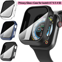 Case for Apple Watch Series 8 7 45mm 41mm Privacy Screen Protector Unti-Spy Tempered Glass PC Bumper for iWatch 6 54 se 44mm 40m