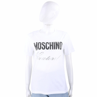MOSCHINO 水鑽字母白色短袖TEE T恤(女款)