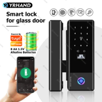YRHAND Smart Lock for Glass Door Biometric Fingerprint Lock TTlock Tuya Wifi Electronic Lock Digital Keyless for Sliding door