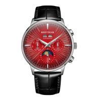 Reef Tiger Men Automatic Watch 42mm Luxury Mechanical Wristwatch 50M Waterproof Luminous Multi Dial Year,Month,Week,Date