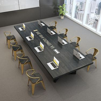 實木會議桌長桌簡約現代辦公桌工業風長條大桌子培訓洽談桌椅組合CY