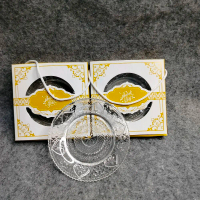 isi 25pcs souvenir piring pisin/tatakan gelas kopi kemas box rustik cantik Bunga