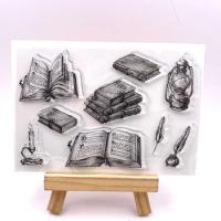ZFPARTY Vintage Books Transparent Clear Silicone Stamps for DIY Scrapbooking/Card Making/Kids Crafts Fun Decoration