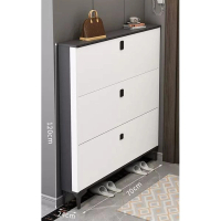 輕奢翻鬥鞋櫃進門玄關櫃 ([雙層款]雙拼灰白色70*24*120cm） 